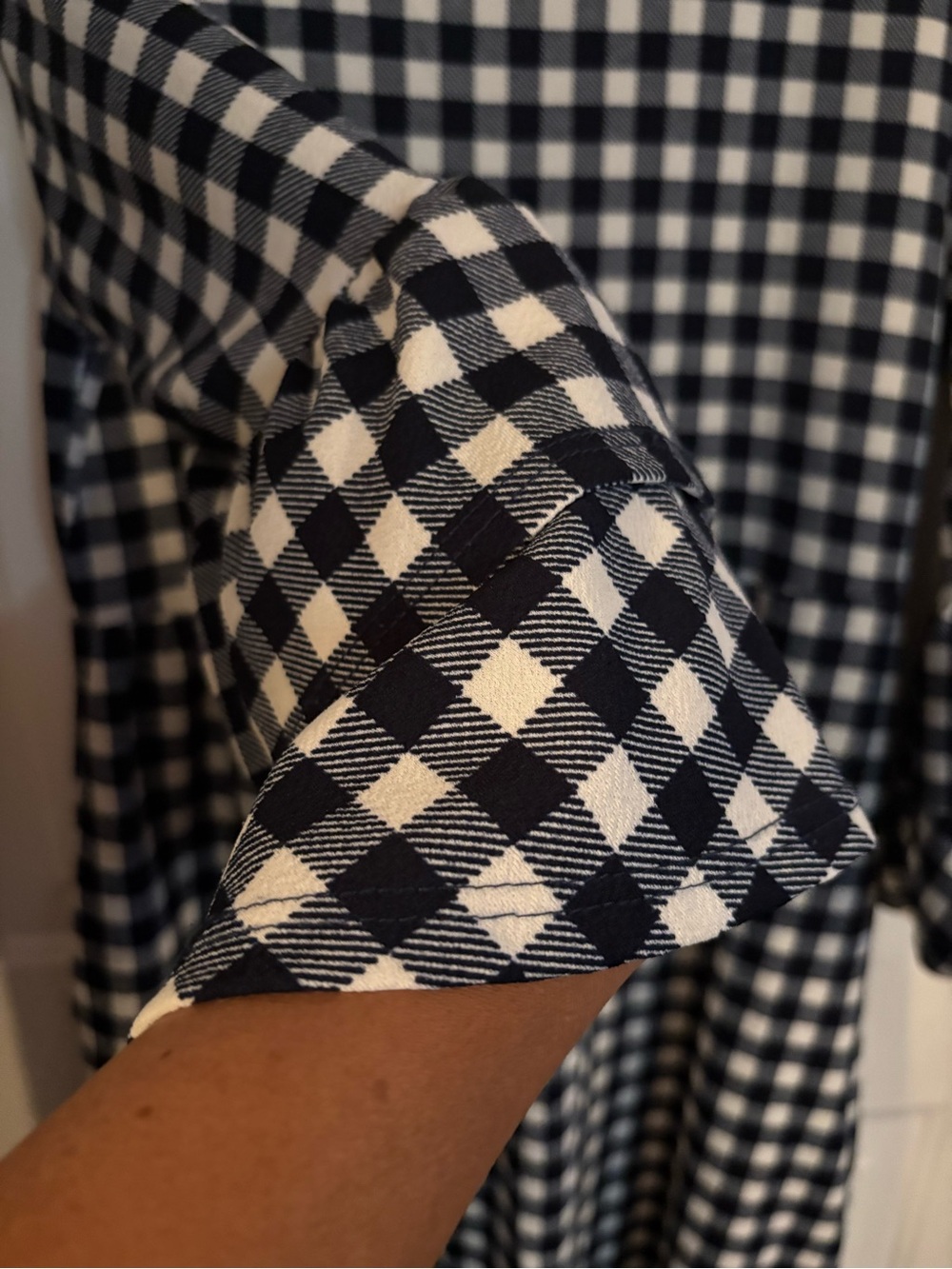 Navy and White Gingham Peplum Dress - Picture 4 of 10